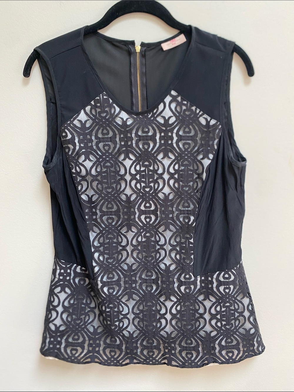 Nell Couture Black Lace Overlay Sleeveless Top
